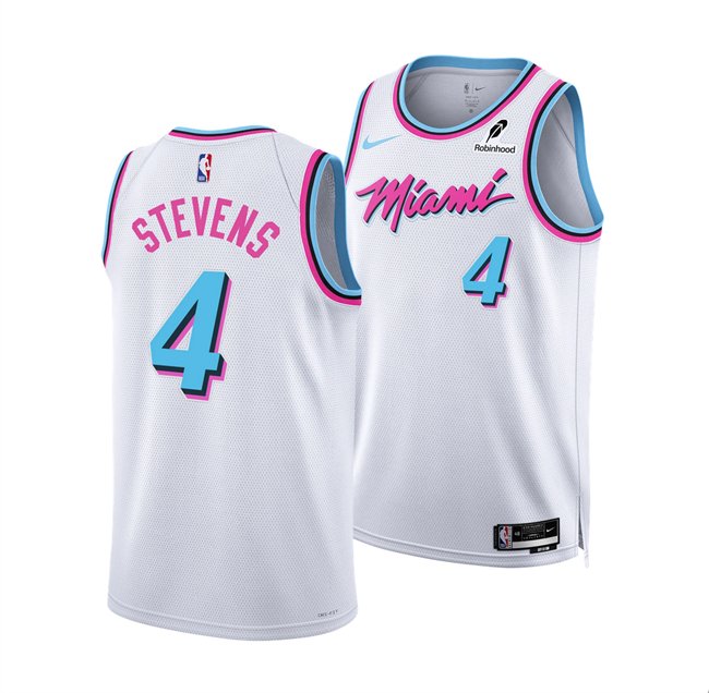 Men's Miami Heat #4 Isaiah Stevens White 2024/25 City Edition Stitched Basketball Jersey