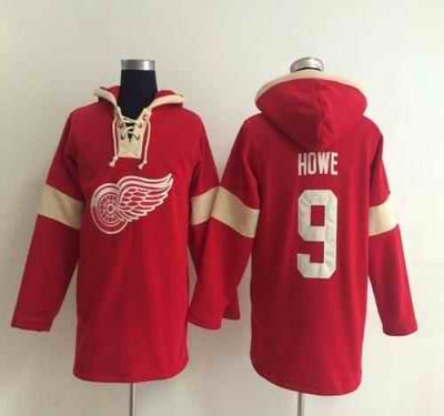 Detroit Red Wings #9 Gordie Howe Red Pullover NHL Hoodie