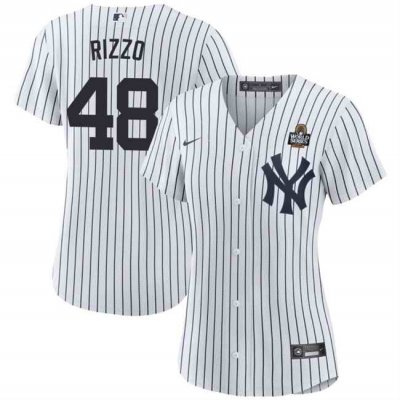 Women's New York Yankees #48 Anthony Rizzo White 2024 World Series Cool Base Stitched Baseball Jersey(Run Small)