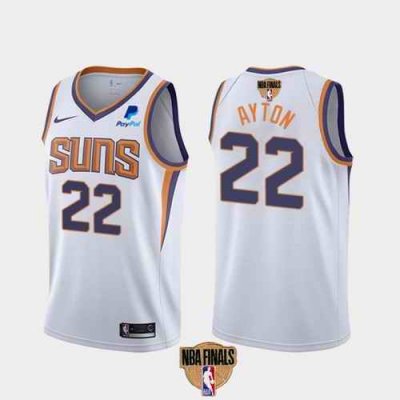 Men's Phoenix Suns #22 Deandre Ayton 2021 White NBA Finals Association Edition Stitched Jersey