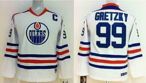 Oilers #99 Wayne Gretzky White Stitched Youth NHL Jersey