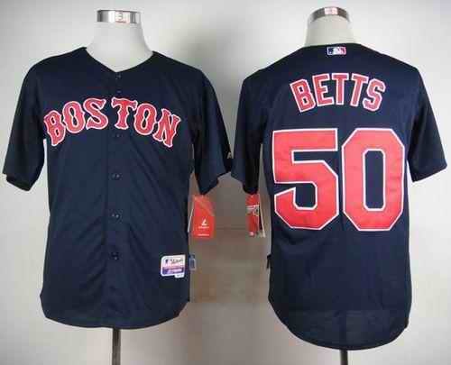 Red Sox #50 Mookie Betts Dark Blue Cool Base Stitched MLB Jersey