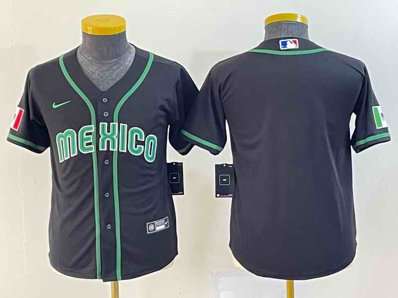 Women's Mexico Baseball Blank 2023 Black World Baseball Classic Stitched Jersey(Run Small)