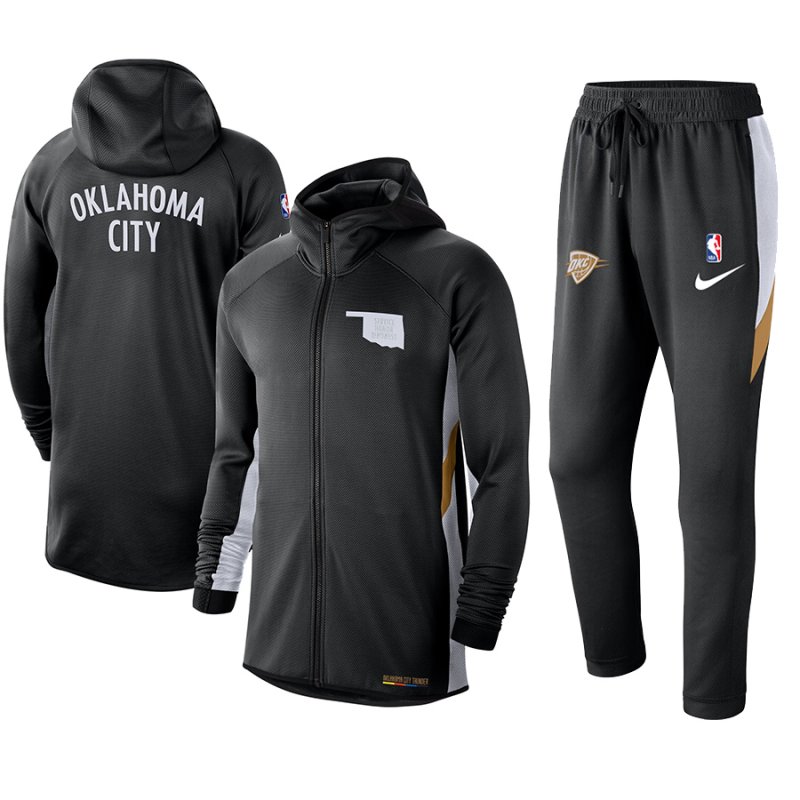 Men's Oklahoma City Thunder Black Warmup Hoodiesuit