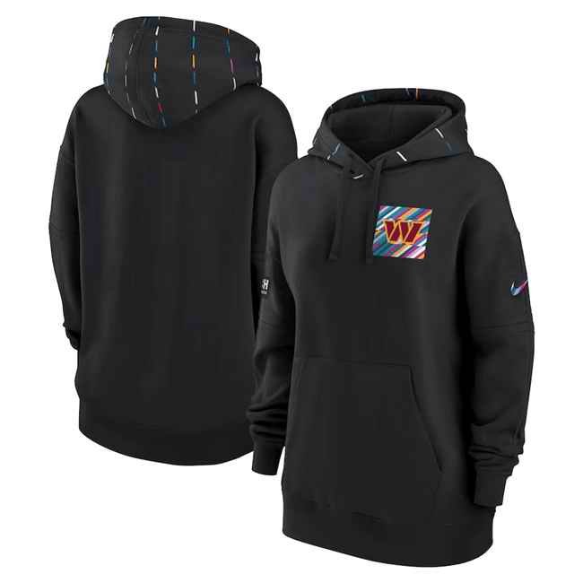 Women's Washington Commanders Black 2023 Crucial Catch Club Pullover Hoodie(Run Small)