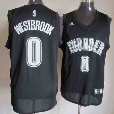 Thunder #0 Russell Westbrook Black/White Stitched NBA Jersey