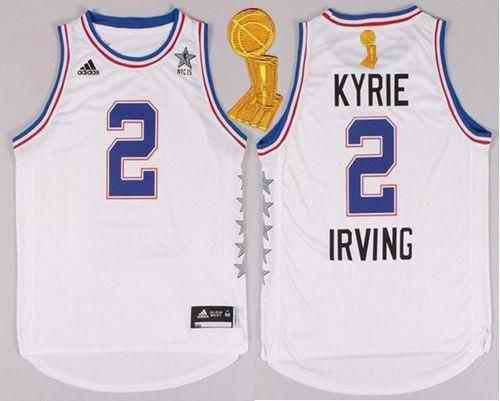 Cavaliers #2 Kyrie Irving White 2015 All Star The Champions Patch Stitched NBA Jersey