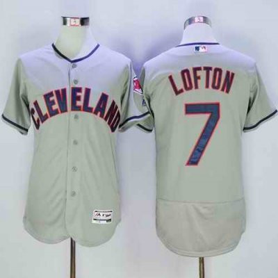 Indians #7 Kenny Lofton Grey Flexbase Authentic Collection Stitched MLB Jersey