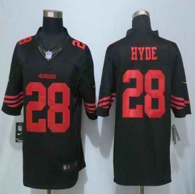 Nike 49ers #28 Carlos Hyde Black Alternate Men's Stitched NFL Limited Jersey