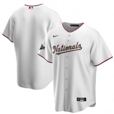 Men's Washington Nationals Blank White 2020 Gold Program Stitched Championship Jersey