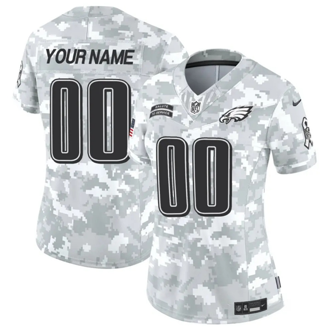 Women's Philadelphia Eagles Active Player Custom 2024 F.U.S.E Arctic Camo Salute to Service Limited Stitched Jersey(Run Small)