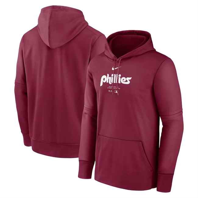 Men's Philadelphia Phillies Wine Collection Practice Performance Pullover Hoodie