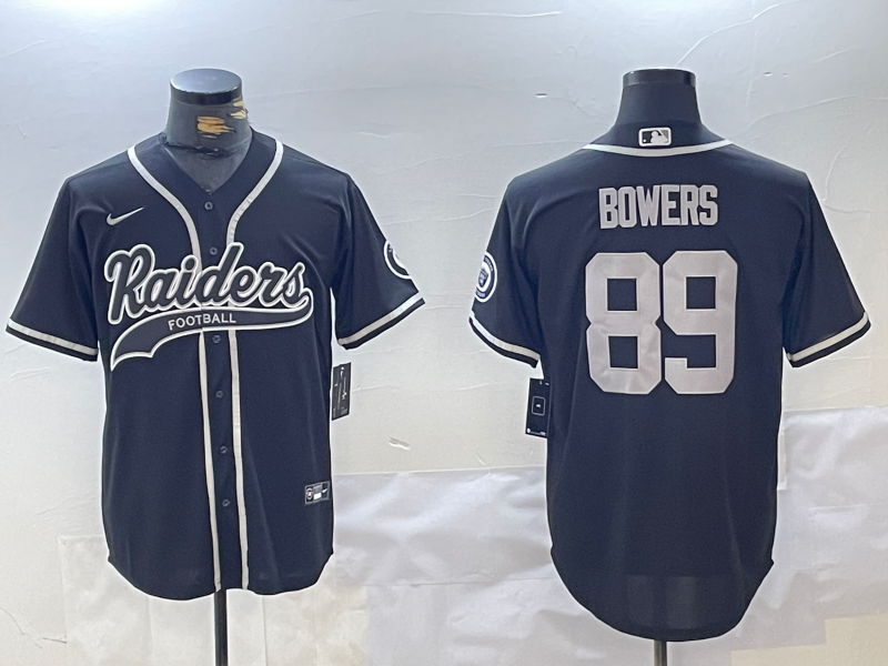 Men's Las Vegas Raiders #89 Brock Bowers Black Cool Base Stitched Baseball Jersey