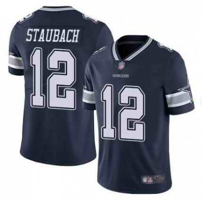 Men's Dallas Cowboys #12 Roger Staubach Navy Blue Vapor Untouchable Limited Stitched Football Jersey