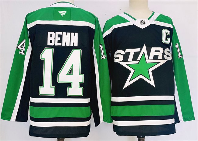 Men's Dallas Stars #14 Jamie Benn Black 2024-25 Reverse Retro Stitched Jersey