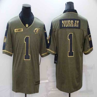 Men's Arizona Cardinals #1 Kyler Murray 2021 Olive Golden Salute To Service Limited Stitched Jersey