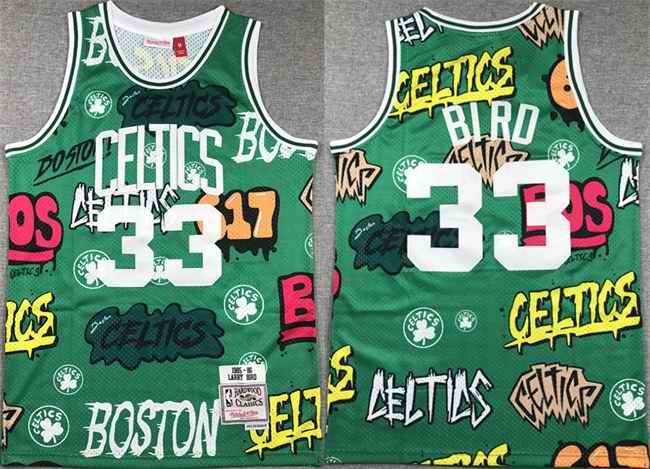 Men's Boston Celtics #33 Larry Bird Green 1995-96 Throwback Stitched Jersey