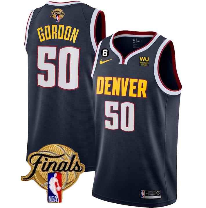 Men's Denver Nuggets #50  Aaron Gordon Navy 2023 Finals Icon Edition With NO.6 Patch Stitched Basketball Jersey