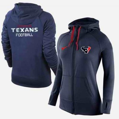 Women's Nike Houston Texans Full-Zip Performance Hoodie Dark Blue