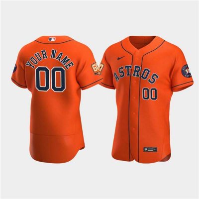 Men's Houston Astros Customized 60th Anniversary Orange Stitched Baseball Jersey