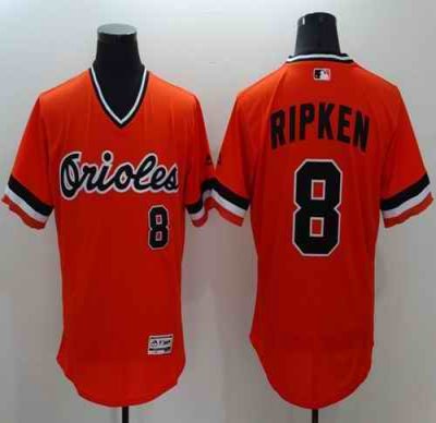 Orioles #8 Cal Ripken Orange Flexbase Authentic Collection Cooperstown Stitched MLB Jersey