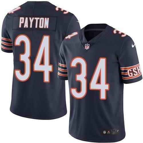 Nike Bears #34 Walter Payton Navy Blue Youth Stitched NFL Limited Rush Jersey