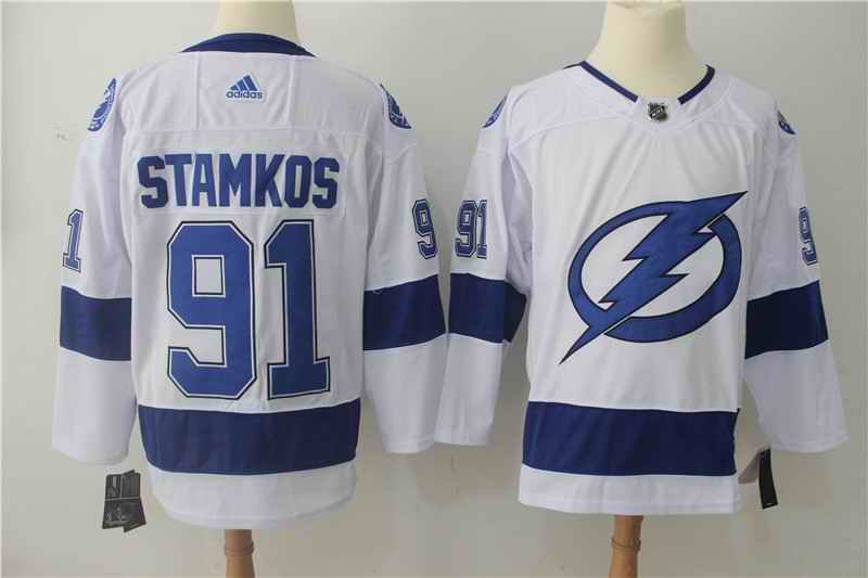 Men's Adidas Tampa Bay Lightning #91 Steve Stamkos White Stitched NHL Jersey