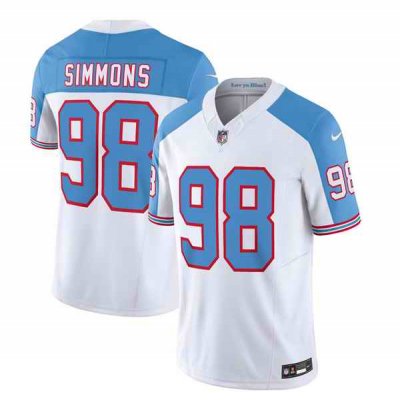 Men's Tennessee Titans #98 Jeffery Simmons White/Blue 2023 F.U.S.E. Vapor Limited Throwback Stitched Football Jersey