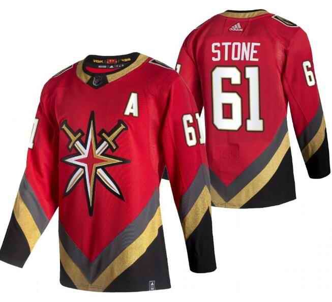 Men's Vegas Golden Knights #61 Mark Stone 2021 Reverse Retro Red Stitched NHL Jersey