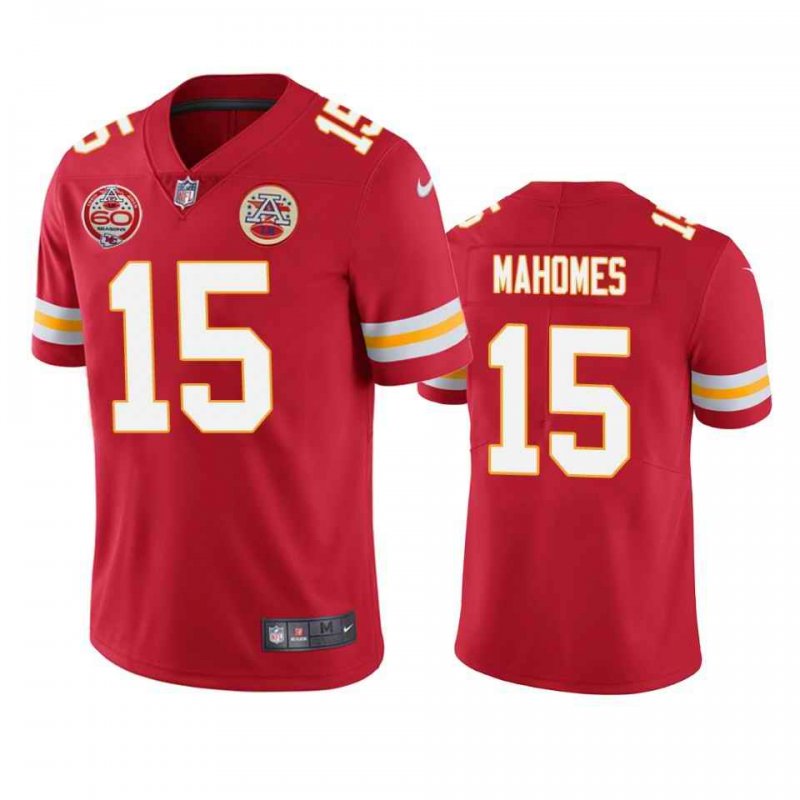 Men's Kansas City Chiefs #15 Patrick Mahomes Red 2019 60th Anniversary Limited Stitched NFL Jersey