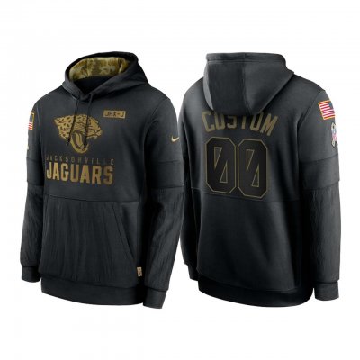 Men's Jacksonville Jaguars Customized 2020 Black Salute To Service Sideline Performance Pullover Hoodie