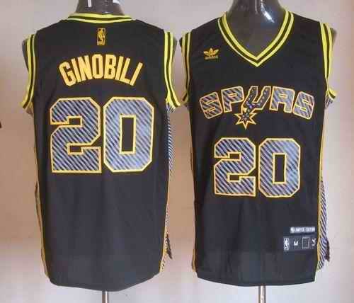 Spurs #20 Manu Ginobili Black Electricity Fashion Stitched NBA Jersey