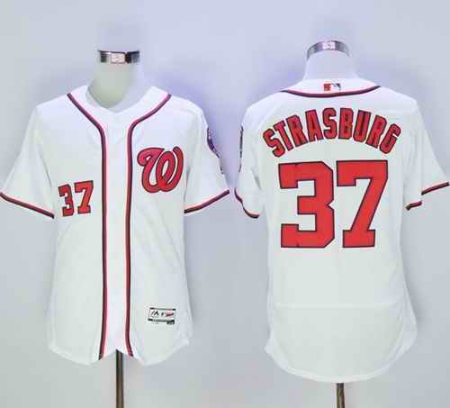 Nationals #37 Stephen Strasburg White Flexbase Authentic Collection Stitched MLB Jersey