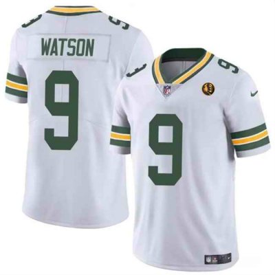 Men's Green Bay Packers #9 Christian Watson White With John Madden Patch Vapor Limited Stitched Football Jersey