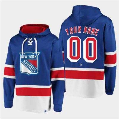 Men's New York Rangers Active Player Custom Royal All Stitched Sweatshirt Hoodie