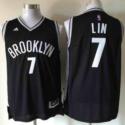 Nets #7 Jeremy Lin Black Road Stitched NBA Jersey