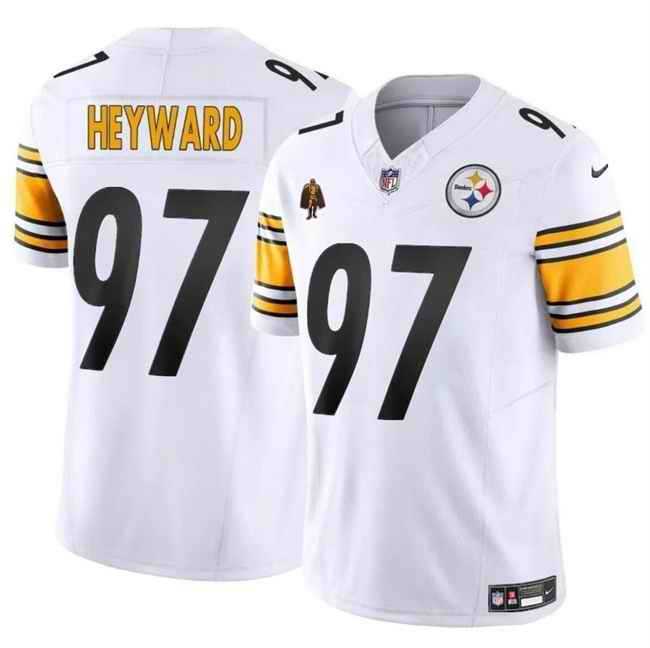 Men's Pittsburgh Steelers #97 Cameron Heyward White 2024 F.U.S.E. With Walter Payton Patch Vapor Untouchable Limited Stitched Jersey