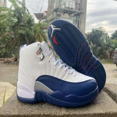 Men's Running weapon Air Jordan 12 White/Navy Shoes 042