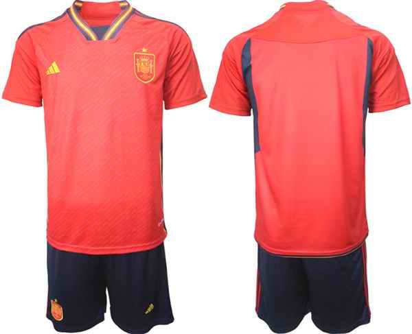 Men's Spain Blank Red Home Soccer Jersey Suit