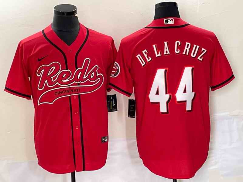 Men's Cincinnati Reds #44 Elly De La Cruz Red Cool Base Stitched Baseball Jersey