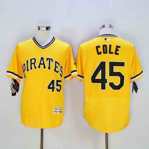 Pirates #45 Gerrit Cole Gold Flexbase Authentic Collection Stitched MLB Jersey