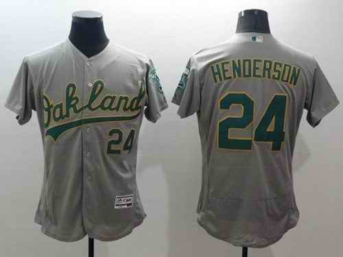 Athletics #24 Rickey Henderson Grey Flexbase Authentic Collection Stitched MLB Jersey