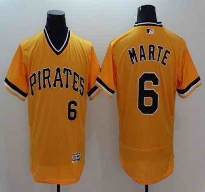 Pirates #6 Starling Marte Gold Flexbase Authentic Collection Stitched MLB Jersey