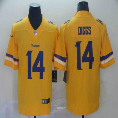 Men's Minnesota Vikings #14 Stefon Diggs 2019 Gold Inverted Legend Stitched NFL Jersey