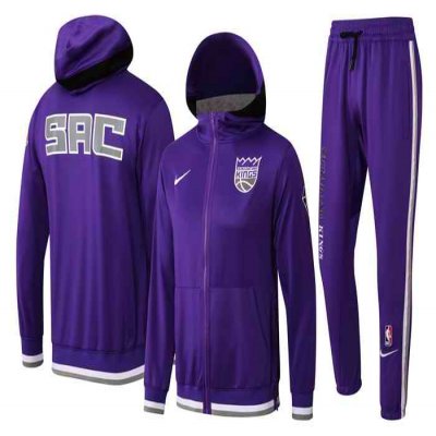 Men's Sacramento Kings 75th Anniversary Purple Performance Showtime Full-Zip Hoodie Jacket And Pants   Suit