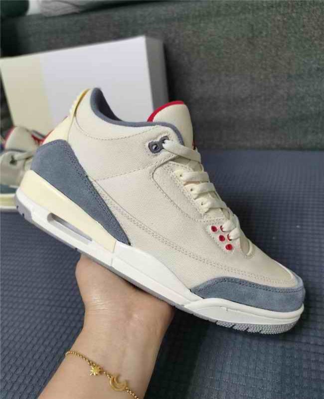 Women's Running weapon Air Jordan 3 Cream/Grey shoes 0041