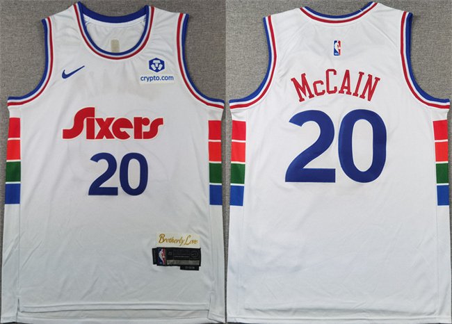 Men's Philadelphia 76ers #20 Jared McCain White 2024-25 CityEdition Stitched Jersey