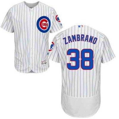 Cubs #38 Carlos Zambrano White(Blue Strip) Flexbase Authentic Collection Stitched MLB Jersey