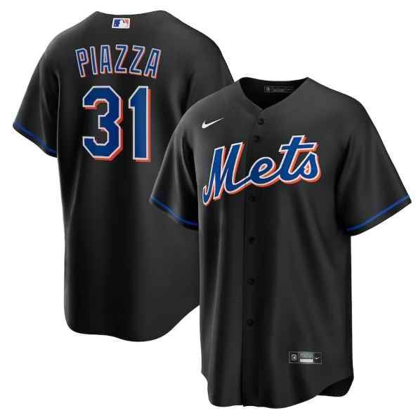 Men's New York Mets #31 Mike Piazza 2022 Black Cool Base Stitched Baseball Jersey