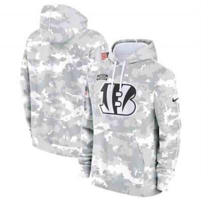 Youth Cincinnati Bengals 2024 White/Gray Salute To Service Pullover Hoodie